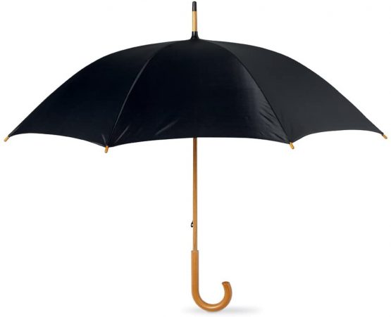 eBuyGB Manual Wooden Crook Handle Classic Umbrella, Black, 41.5"