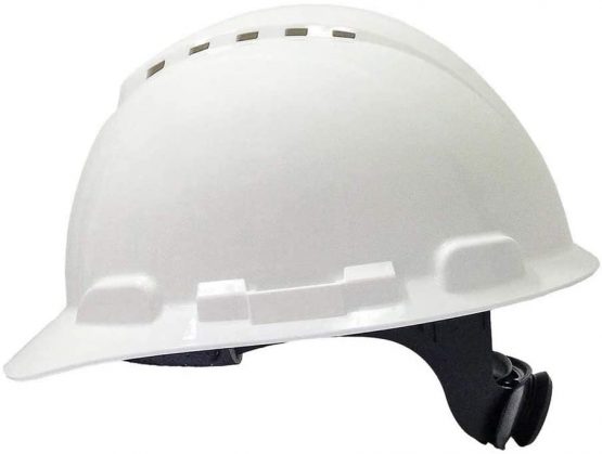 3M Hard Hat, Ratchet, Ventilated, White, H-700N-VI