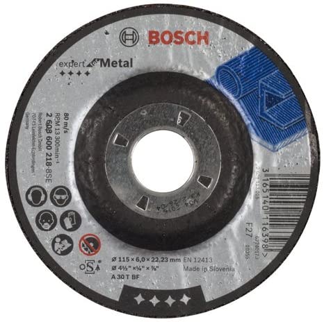 Bosch 1x PRO Metal Longlife Grinding Disc for Small Angle Grinder and Bore 22.23 mm (for Steel diameter 115 mm