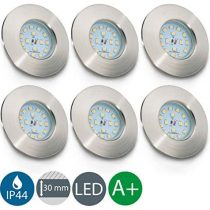 B.Kt I LED recessed Bathroom Spotlight I 30 mm Ultra Flat I Incl. 6X 5 W LED Module I IP44 I 6x400 lm I Warm White Light Color I Bathroom Ceiling spot I recessed spot