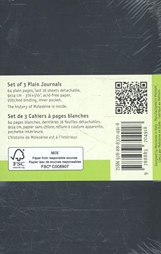 Moleskine S04916 Cahier Notebook- Set of 3- Plain- Pocket- Black, (QP313) - Image 2