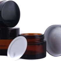 3Pcs 30ml (1oz) Amber Glass Refillable Cosmetic Cream Jar Pot Bottle Container Empty Face Cream Lip Balm Storage Container With Black Lids