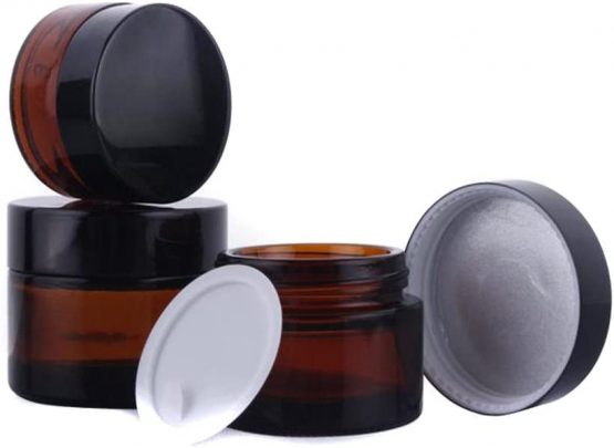 3Pcs 30ml (1oz) Amber Glass Refillable Cosmetic Cream Jar Pot Bottle Container Empty Face Cream Lip Balm Storage Container With Black Lids