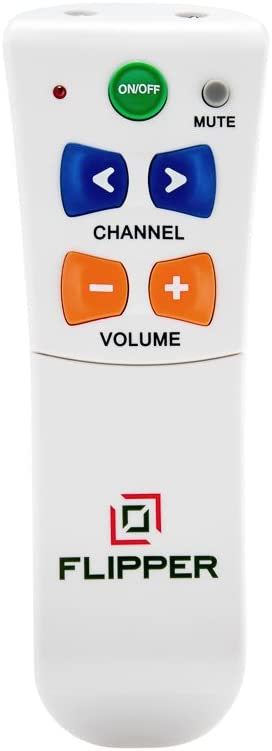 Flipper Big Button Remote for Seniors, Elderly - Universal TV - Set Favorite Channels - Learning - Supports IR Devices