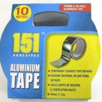 151 Products 48MM X 10M ADHESIVE ALUMINIUM FOIL TAPE PIPES, silver, 48mm x 10 metres