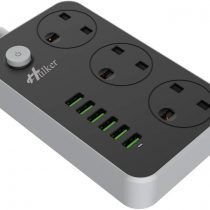 Hulker Power Strips with USB ports 3 Way Outlets 6 USB Ports Surge Protection Power Strip Power Socket with 2M Bold Extension cord Smart USB charger Power UK Socket