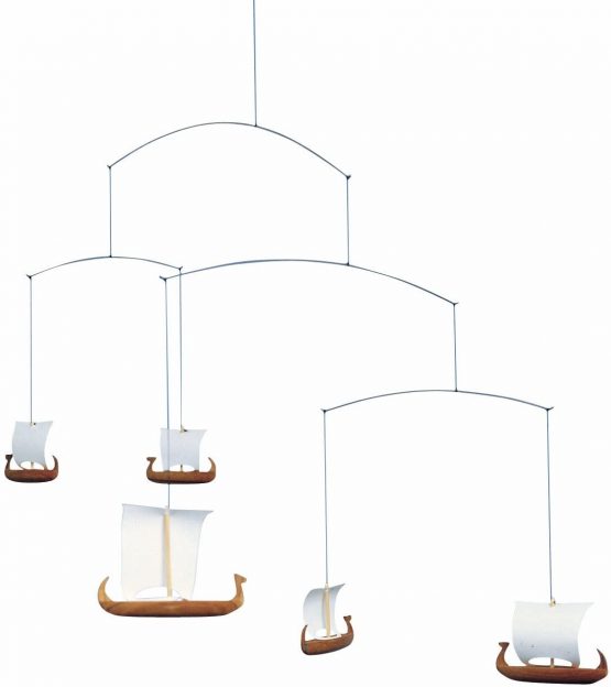 Flensted Mobiles Viking s 5 Hanging Mobile - 26 Inches - Teak