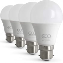 ECO 2 PIN B22 Bayonet Light Bulb, 11W LED Energy Saving Light Bulb, Bright 75W Bulb Equivalent, Warm White 3000K, 15000Hrs Lifetime. 4 x Pack (Pack of 4 Bulbs).