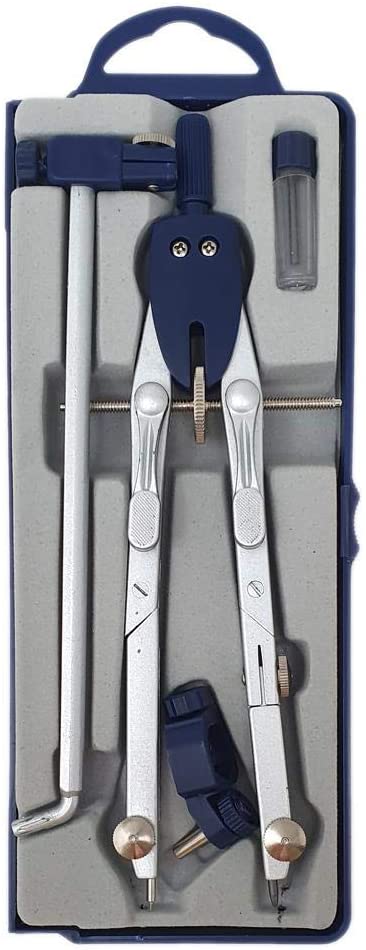 Artway Compass with Extension Arm Beam and Pen Attachment, Clear, Grey, Blue, Single