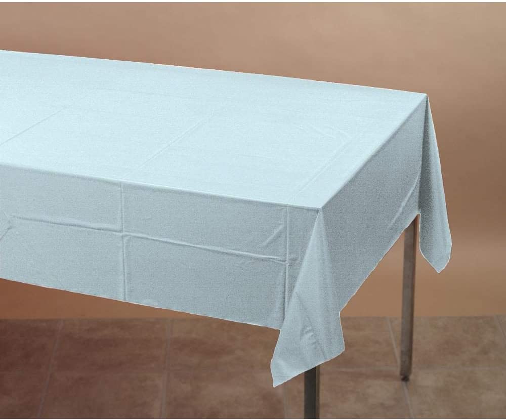 Creative Converting PC710229 Pastel Blue Plastic-Lined Rectangular Paper Tablecover, 1 Pc, 107.9 x 53.9 inch (Rectangular) - Image 2