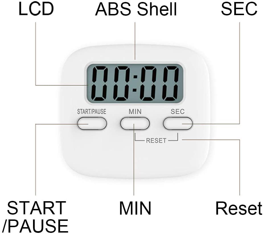 Kitchen Timer, INRIGOROUS Digital Kitchen Timer Magnetic Countdown Stopwatch Timer With Loud Alarm, Big Digit, Back Stand - Image 4