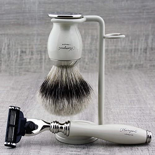 Set Featuring Silver Tip Badger Hair Brush &Triple Edge Cartridge Replaceable Head Razor &,Stand for Both. - Image 2