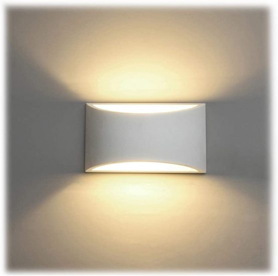 LED Wall Lights Indoor Modern White Plaster Wall Wash Lights 7W Warm White LED Sconce Up and Down Wall Lamp for Living Room, Bedroom, Hallway (G9 LED Bulb Include)