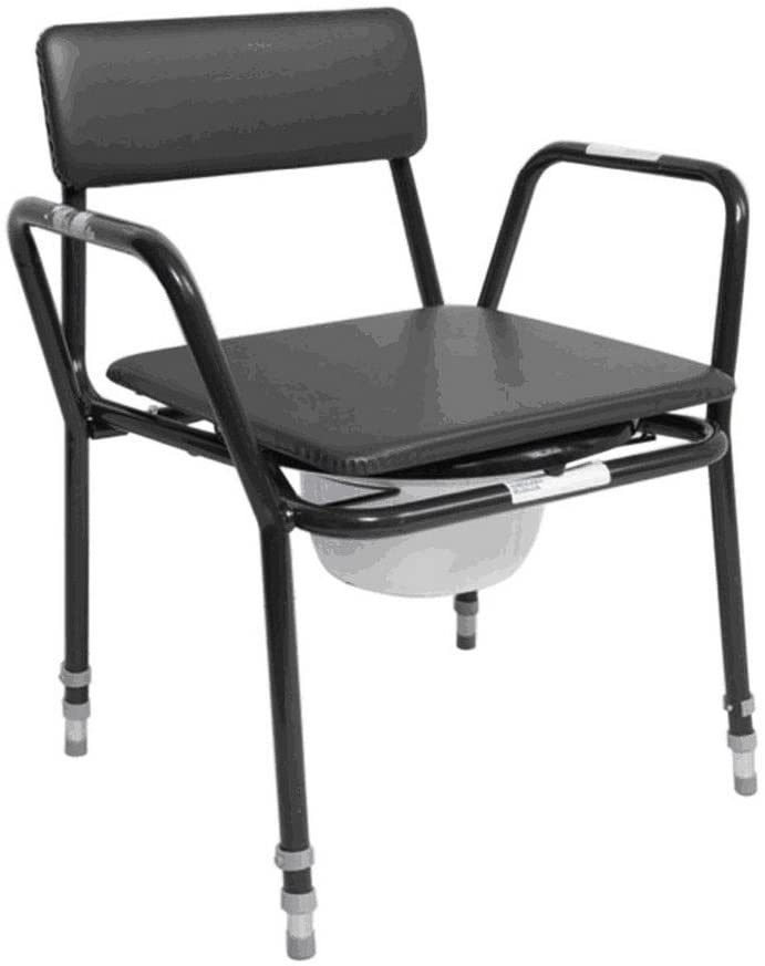 NRS Healthcare Extra Low Commode - Adjustable Height, Brown, H:48.8 x W:54.8 x D:80.2 cm