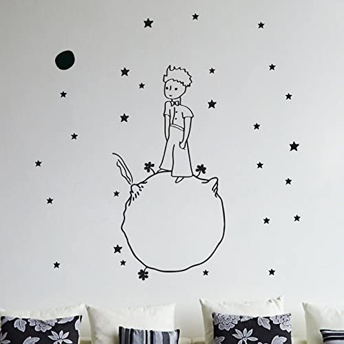 Little Prince Wall Decal Vinyl Sticker Christmas Kids Children Art Silhouette, Black