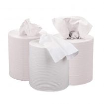 2WORK KF03804 2-Ply Centrefeed Roll, 150 m, White, Pack of 6
