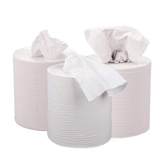 2WORK KF03804 2-Ply Centrefeed Roll, 150 m, White, Pack of 6