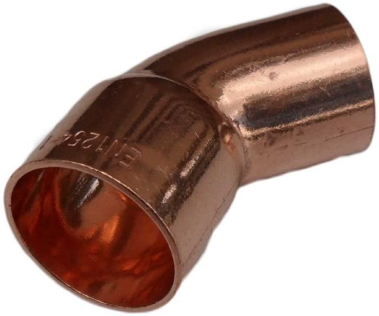 Merriway BH03080 End Feed Fitting 45Deg Street Elbow 22mm -1 Pcs, Brass, 22 mm