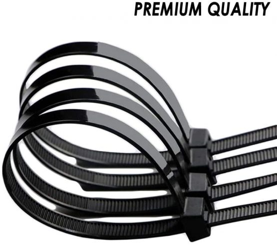 500pcs Cable Ties Black, 300mm x 3.6mm, Zip Ties, 200mm x 2.5mm, 150mm x 2.5mm, 100mm x 2.5mm, 125pcs Each Size Nylon Tie Wraps - Image 4