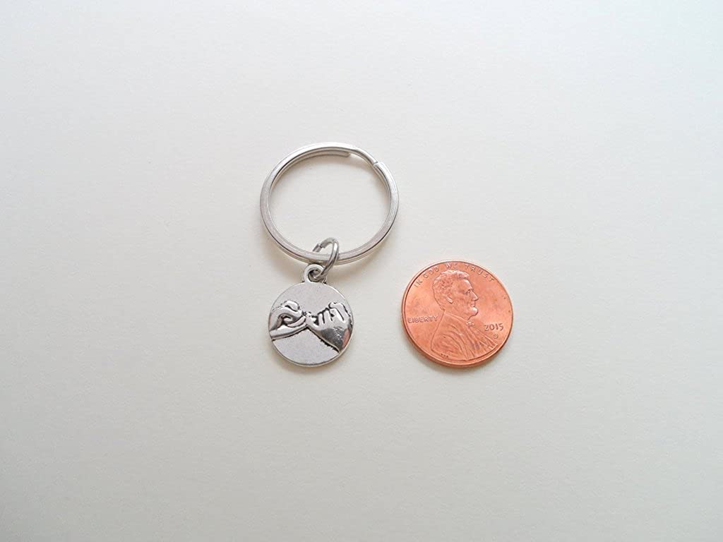 JewelryEveryday Double Pinky Promise Charm Keychains; Couple Keychains, Promise Gift, Silver - Image 4