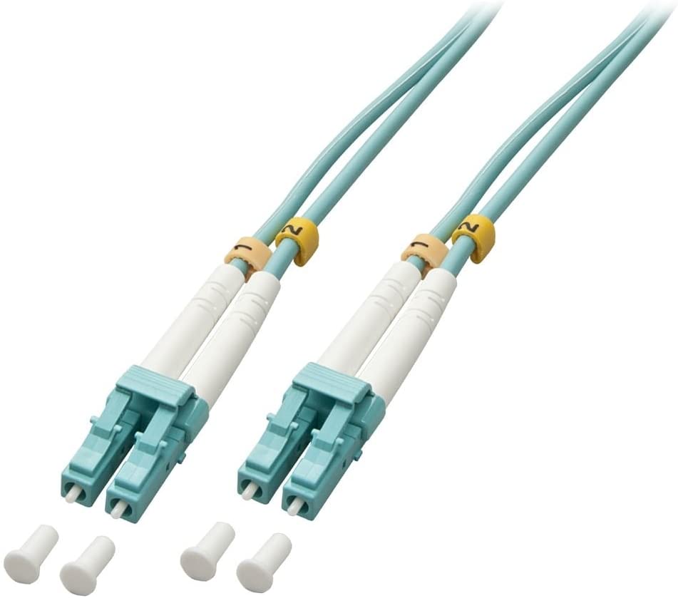 LINDY 15m LC-LC OM3 50/125 Fibre Optic Patch Cable, Aqua