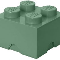 LEGO Brick 4 Knobs, Stackable Storage Box, 5.7 l, Sand Green, 25 x 25 x 18 cm