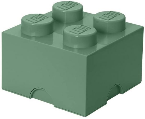 LEGO Brick 4 Knobs, Stackable Storage Box, 5.7 l, Sand Green, 25 x 25 x 18 cm