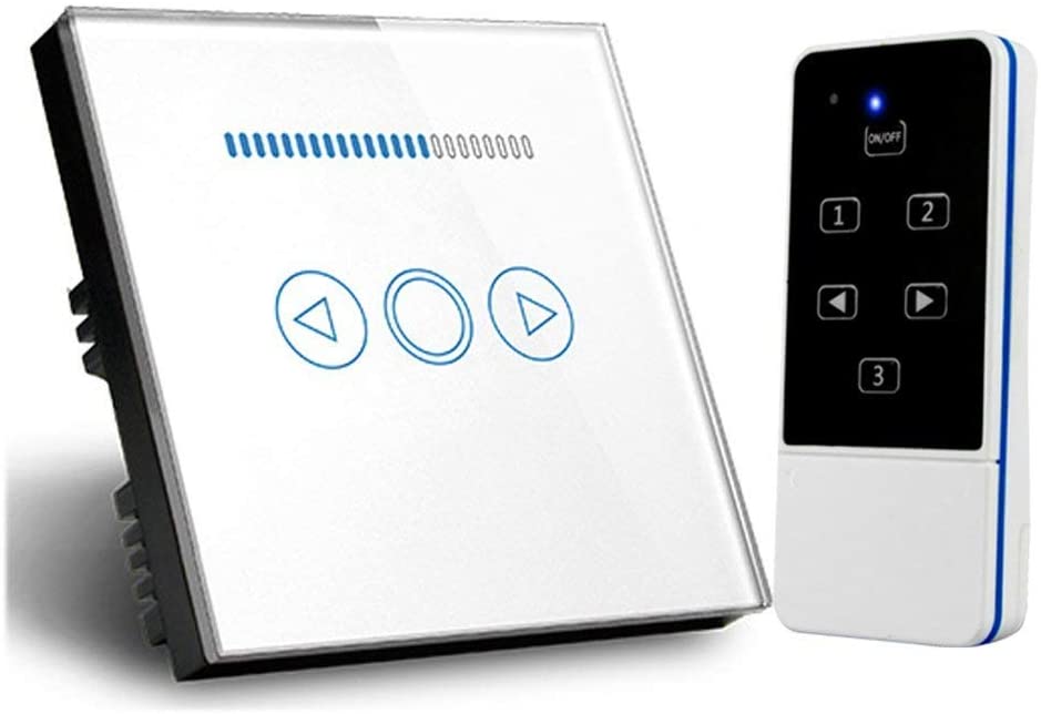 Touch Dimmer Switch UK Standard Crystal Touch Glass Remote Control Light Smart Switch (White)