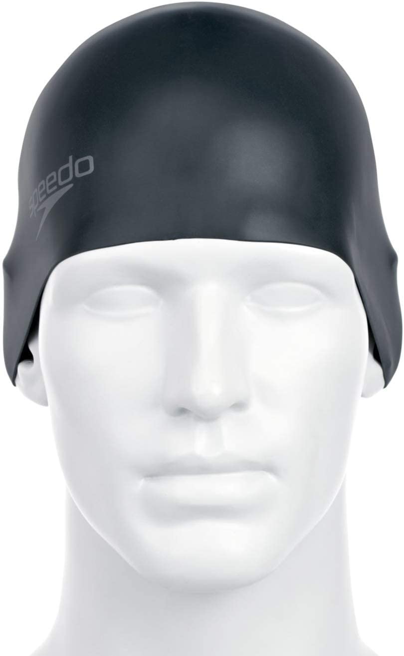 Speedo Unisex-Adult Plain Moulded Silicone Swimming Cap, Black