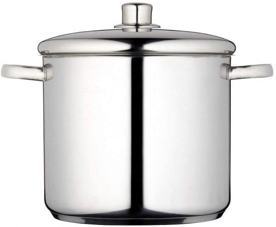 MasterClass MCSTPOT24 Induction-Safe Stainless Steel Stock Pot With Lid, Silver, 8.5 Litre, 24 cm