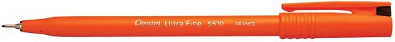 Pentel S570 Ultra Fine Pen Plastic 0.6mm Tip 0.3mm Line Black Ref S570-A [Pack of 12]