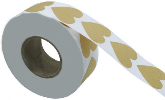 Hybsk Color Coding Dot Labels 30mm Kraft Love Heart Stickers (Kraft) - Image 3