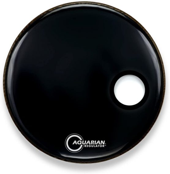 Aquarian Regulator 18-inch Small Port Hole Bass Drum Head - Black