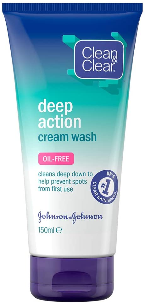 Clean & Clear Deep Action Wash Cream, White, 150 ml (Pack of 1)