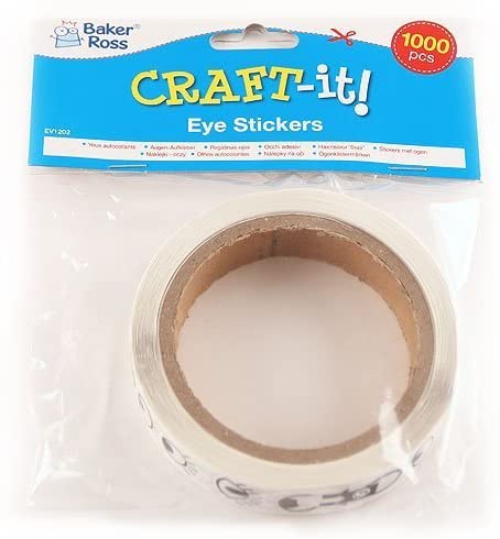 Baker Ross EV1202 Eye Stickers Value Pack (Roll of 1000) for Kids Arts and Crafts Projects Black & White, 15mm - Image 2