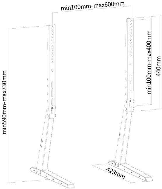 NewStar TV/Monitor Desk Stand for 37-70" Screen, Height Adjustable - Black - Mounting kit (2 legs) for LCD/plasma panel - black - screen size: 37"-70" - desktop stand - Image 3