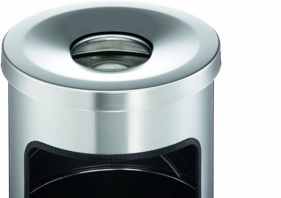 Durable Metal Round Waste Bin Charcoal with Ashtray Top | Bin Capacity 17 Litres | Ashtray Capacity 2 Litres | Ideal for Sheltered Outdoor Areas Such As Smoking Areas - Image 2
