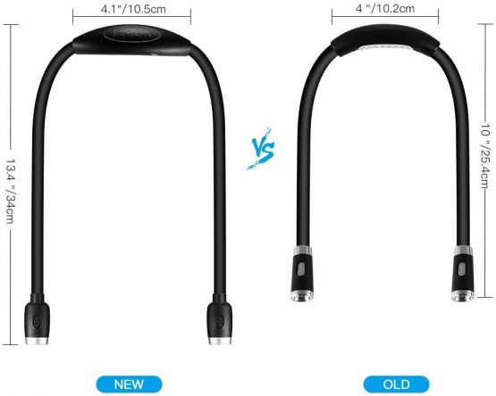 LEDGLE Updated Rechargeable LED Book Light, Hands Free Neck Light, Best for Bed Reading or Read in Car, Flexible Arm, 4 Super Bright LED Bulbs, 6 Level Light Control - Image 2
