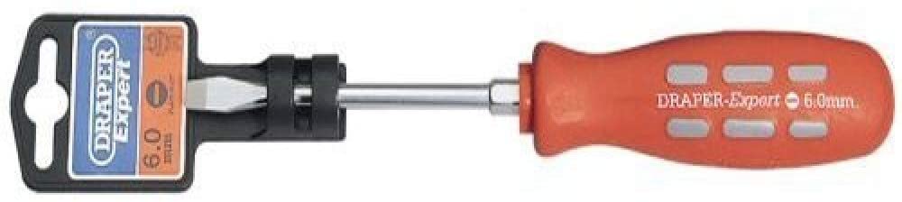 Draper 55486 Expert Plain Slot Flared Tip Mechanics Screwdriver, 6mm x 100mm, Blue
