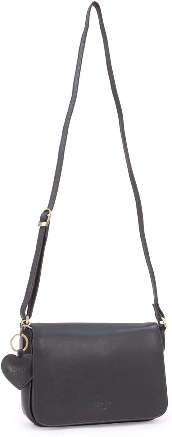 GIGI - Women's Leather Flap Over Cross Body Handbag - Organiser Shoulder Bag with Long Adjustable Strap - OTHELLO 14578 - Image 3