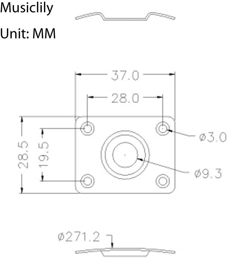 Musiclily 1/4 Inch 6.35mm Rectangular Mono Input Guitar Jack Plate Plug Socket for USA Les Paul Epiphone Style Electric Guitar Replacement - Image 4