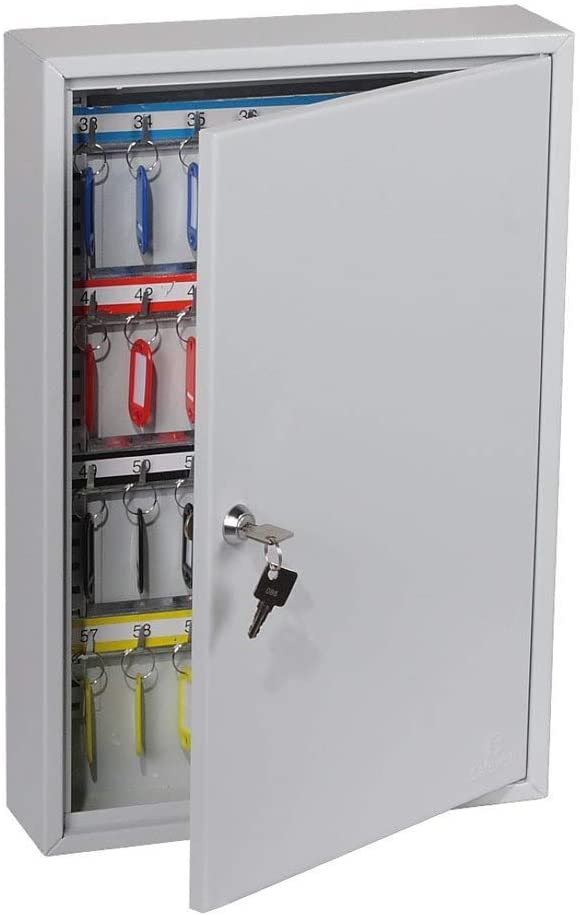 Phoenix Safe Company - KC0602K Commercial Key Cabinet - 64 Hooks, Light Grey, 8x30x45 cm - 64 Hooks