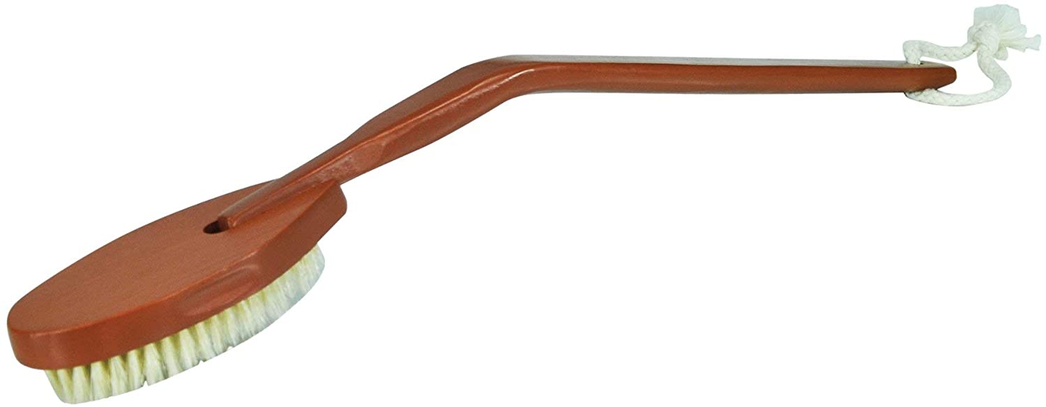 Aidapt Long Handled Shower Scrub Brush, 52cm Wooden Handle with Bristle Head & Hang Tag for Easy Storage