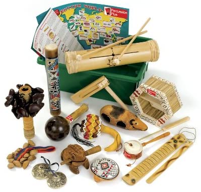 Percussion Plus PP620 Rhythm World Kit, Mixed shades of brown and natural wood, with black and silver accents