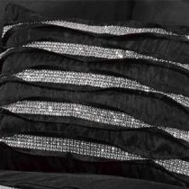 Crystal Diamante Filled New Oblong Cushion Boudoir Pleated Modern, 30 x 40 cm, Polyester, Black, 39.5x29.5x7.5 cm