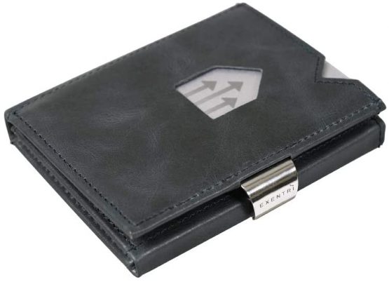 EXENTRI Leather Trifold Wallet - RFID Blocking w/Stainless Steel Locking Clip