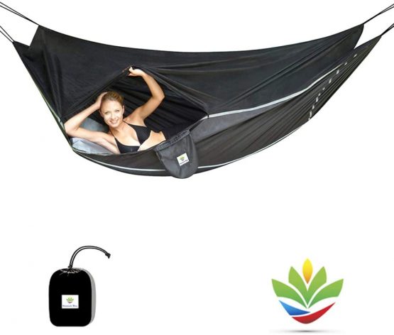 Hammock Bliss Sky Bed Bug Free - Insect Free Hanging Tent That Hangs Like A Hammock But Sleeps Like A Bed - Unique Asymmetrical Design Creates An Amazing Lay Flat Camping Hammock Sleeping Experience