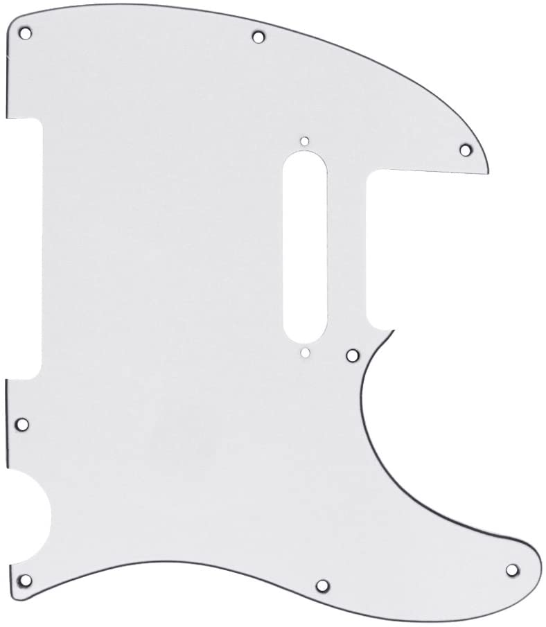 FLEOR 8 Hole 3Ply White TL Pickguard Single Coil Neck Hole Cut Guard Plate with Mounting Screws for U.S./Mexican Standard TL TE Plate Replacement - Image 2