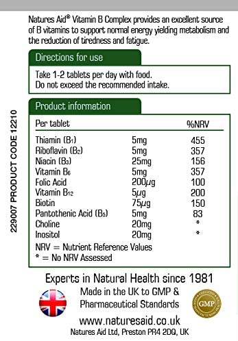 Natures Aid Vitamin B Complex, Suitable for Vegans 90 Tablets - Image 2