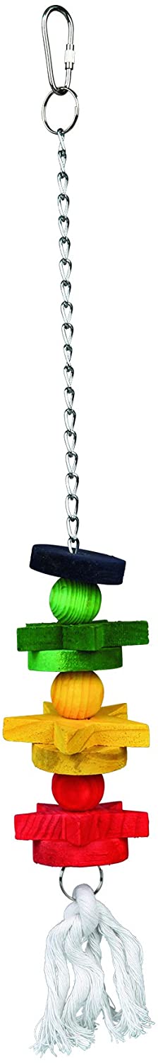 Trixie Colourful Wooden Toy with Chain and Rope, 30 cm, Pack of 4, natural